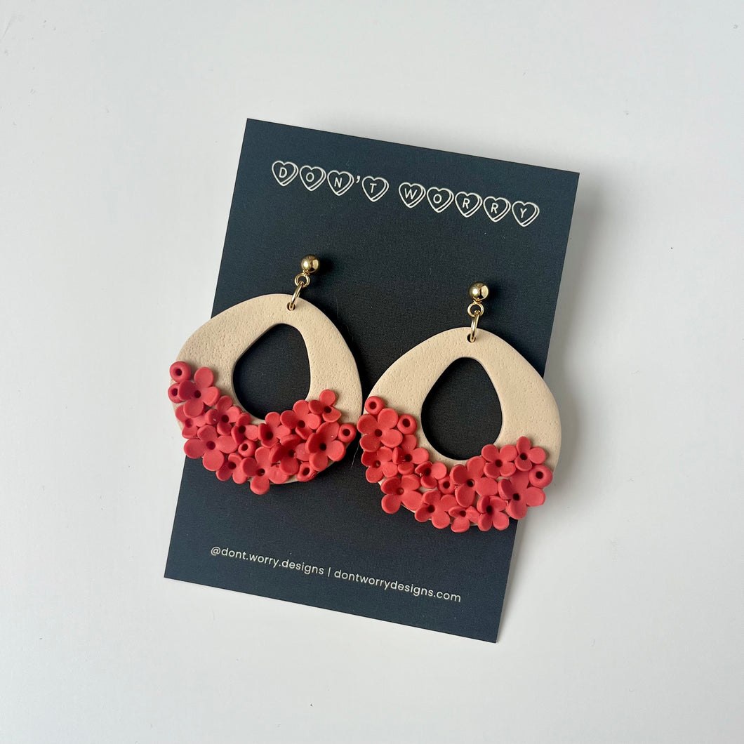 DAPHNE earrings in vermilion floral