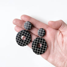 Load image into Gallery viewer, LOLA earrings in black and white plaid

