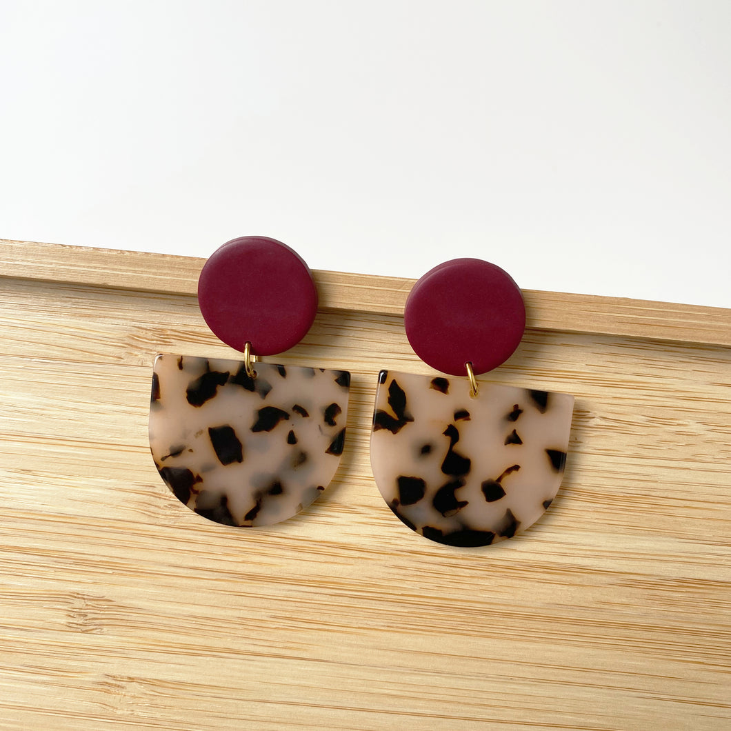 WINONA earrings in burgundy/tortoiseshell