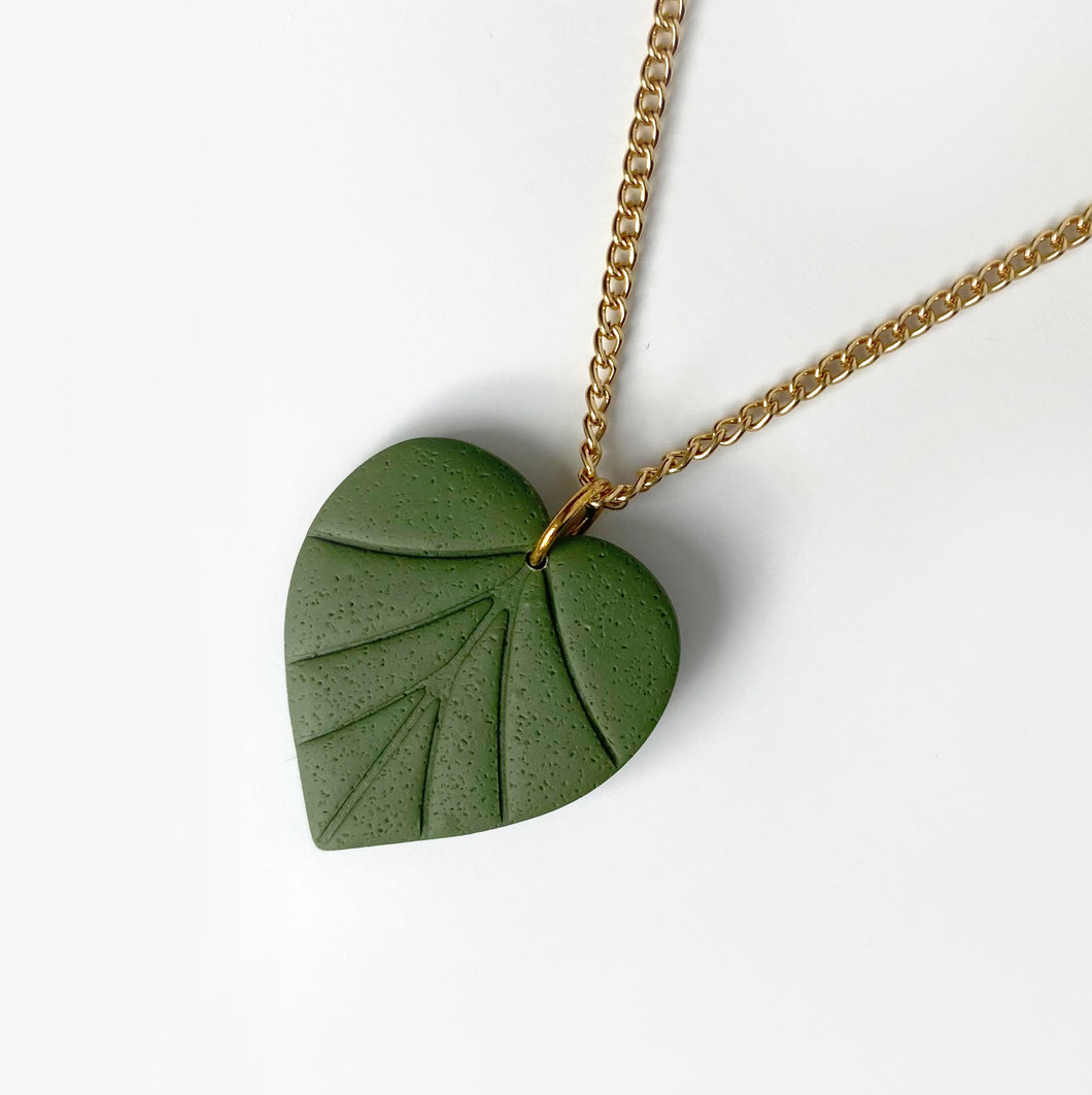 monstera leaf pendant necklace