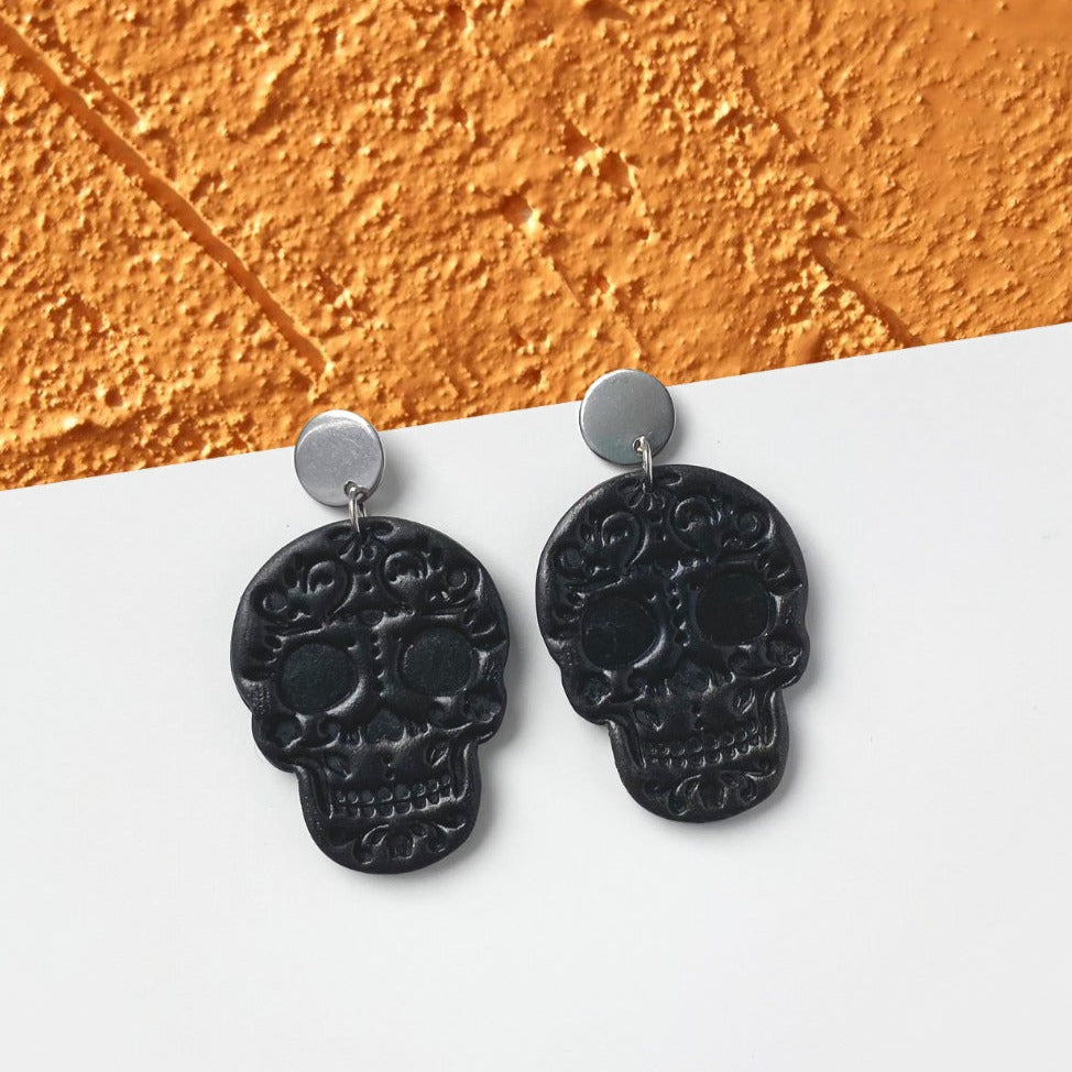 black sugar skull earrings